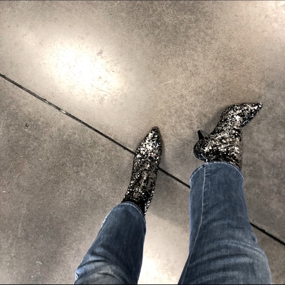 Valentino Shoes - Valentino Sequin Stretch Ankle Bootie